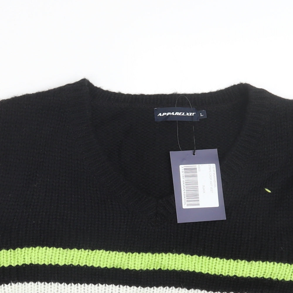 Apparel XTT Womens Black  Knit Pullover Jumper Size L