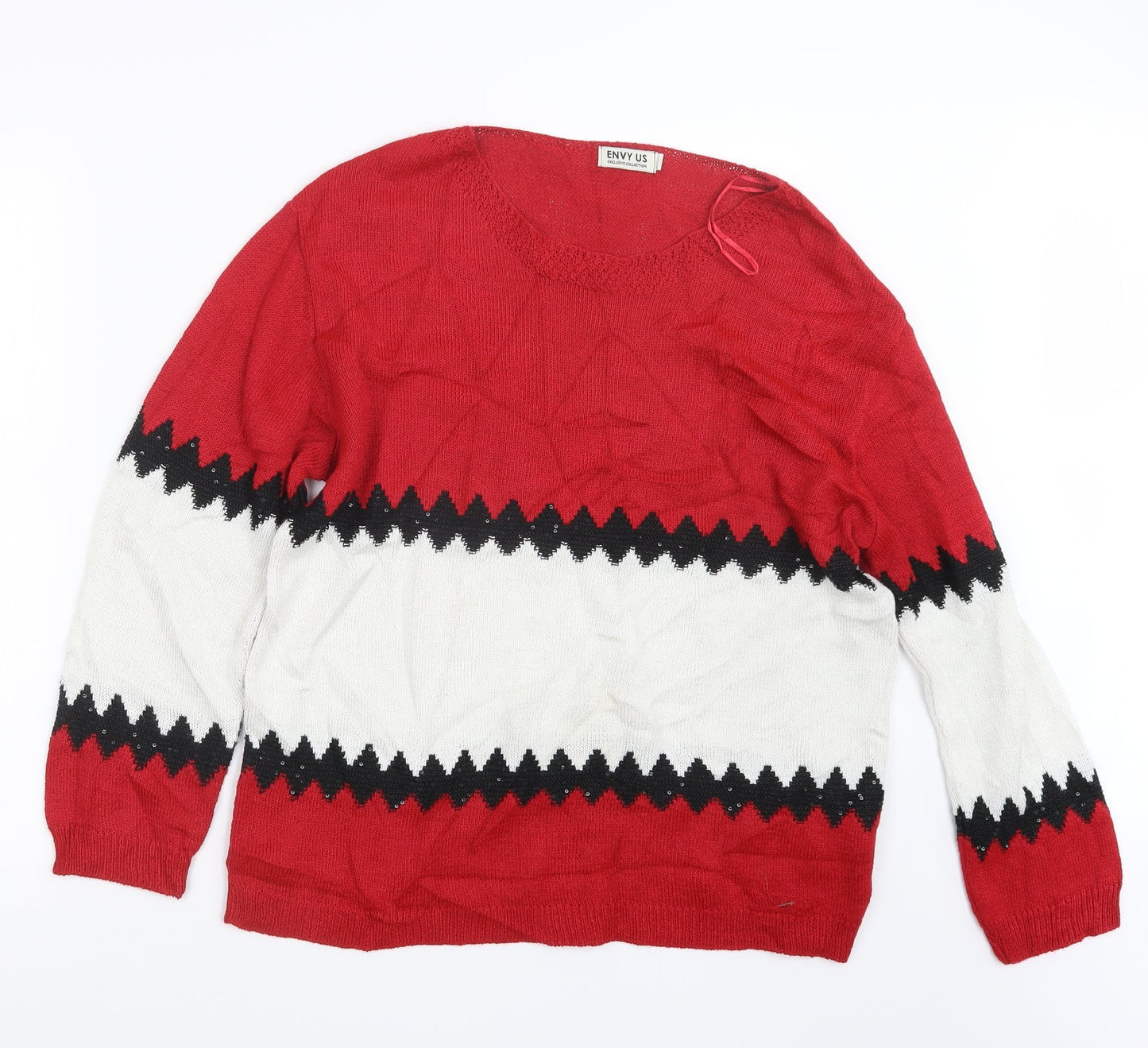 Envy Us Womens Red  Knit Pullover Jumper Size XL