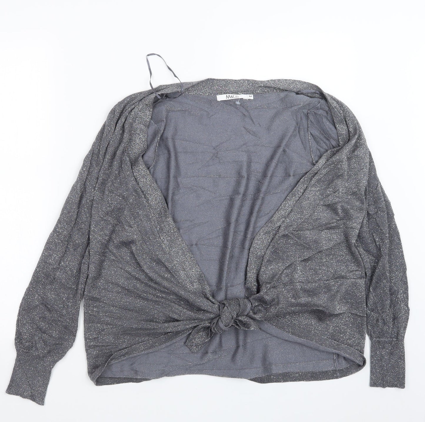 M&Co Womens Silver  Knit Cardigan Jumper Size M