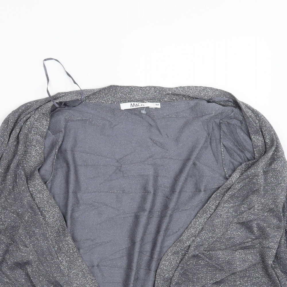 M&Co Womens Silver  Knit Cardigan Jumper Size M