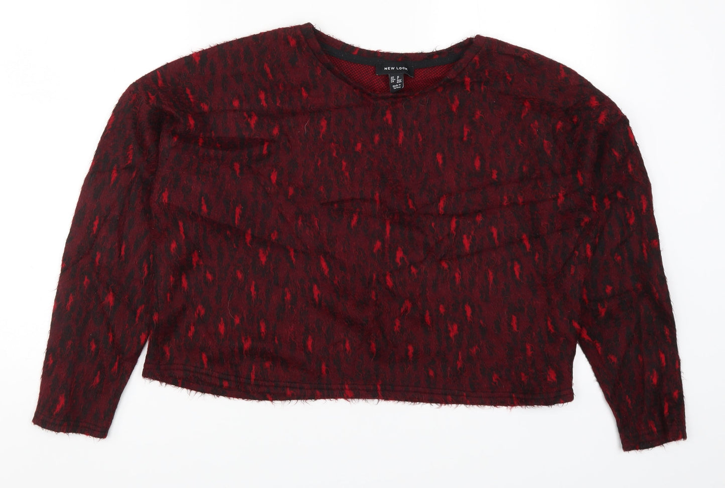 New Look Womens Red Animal Print Knit Pullover Jumper Size M