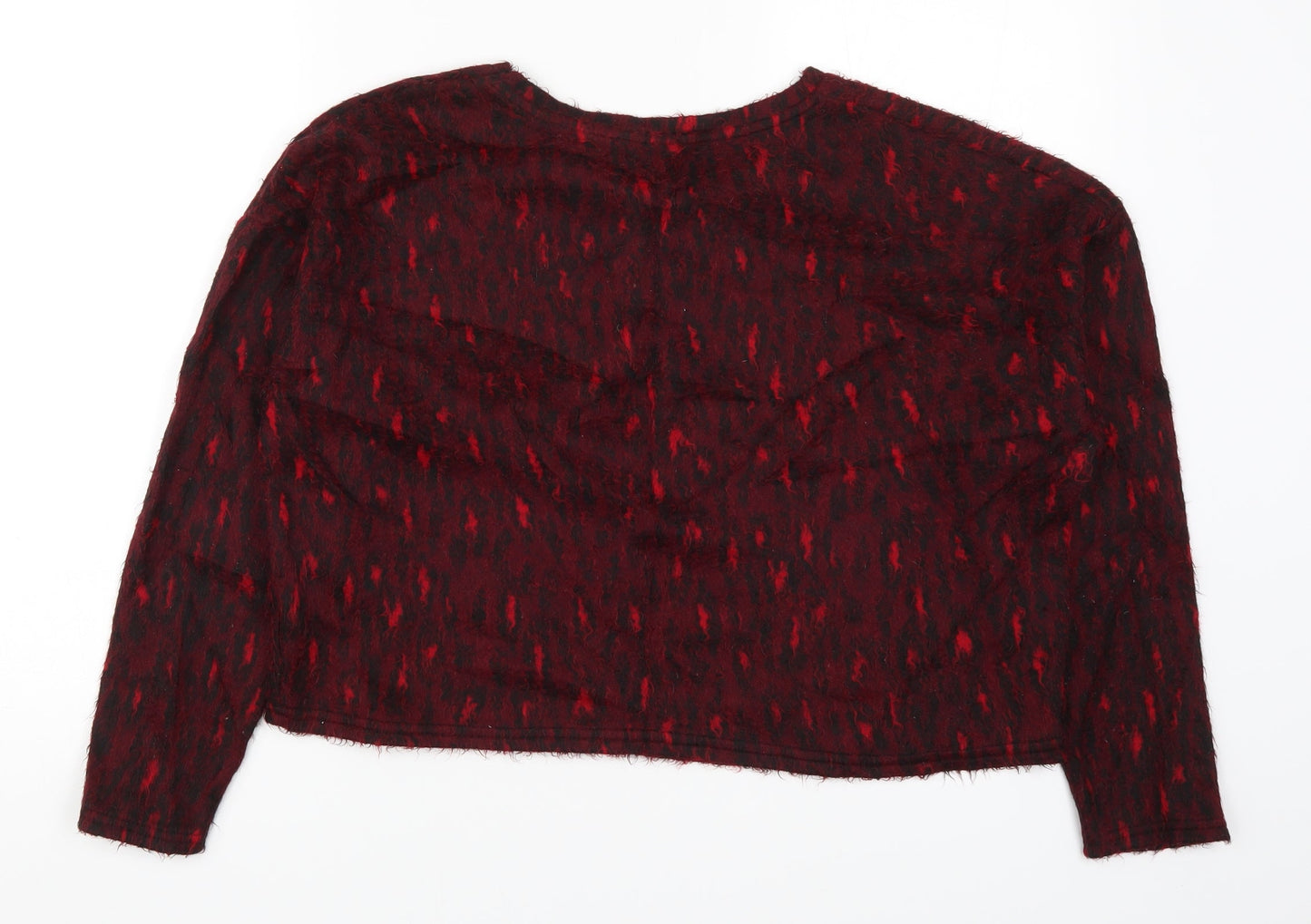 New Look Womens Red Animal Print Knit Pullover Jumper Size M