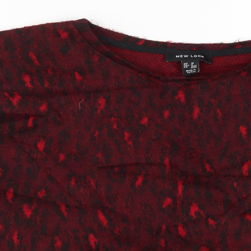 New Look Womens Red Animal Print Knit Pullover Jumper Size M