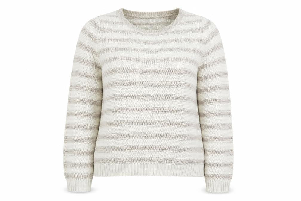 H&M Womens Beige Striped Knit Pullover Jumper Size M