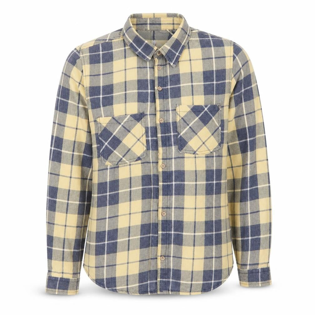 C&C Womens Yellow Check  Basic Button-Up Size M
