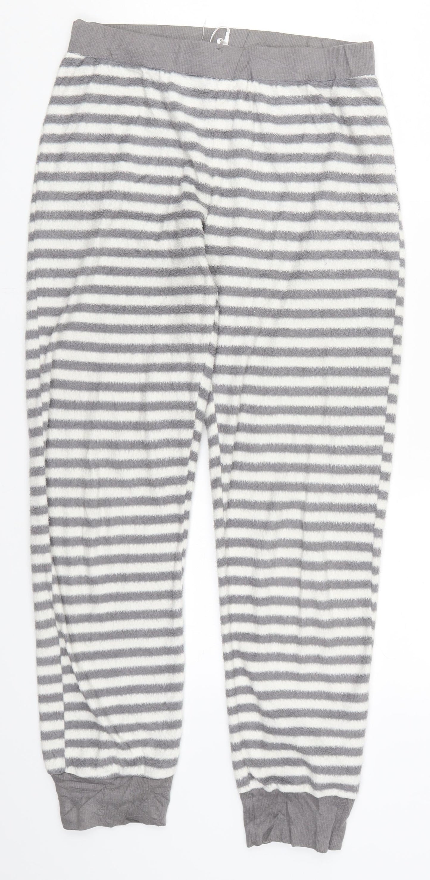 Marks and Spencer Womens Grey Striped  Trousers  Size 6 L27 in - Loungewear