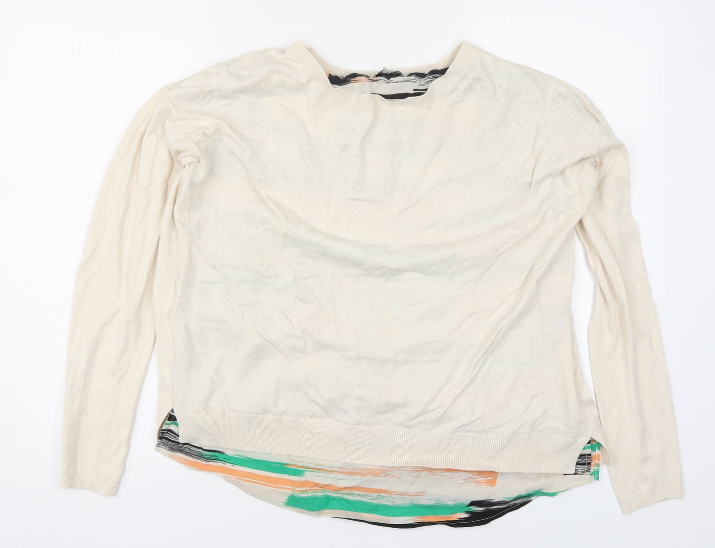 Papaya Womens Beige Geometric Knit Pullover Jumper Size 14  - Multicoloured Under Shirt