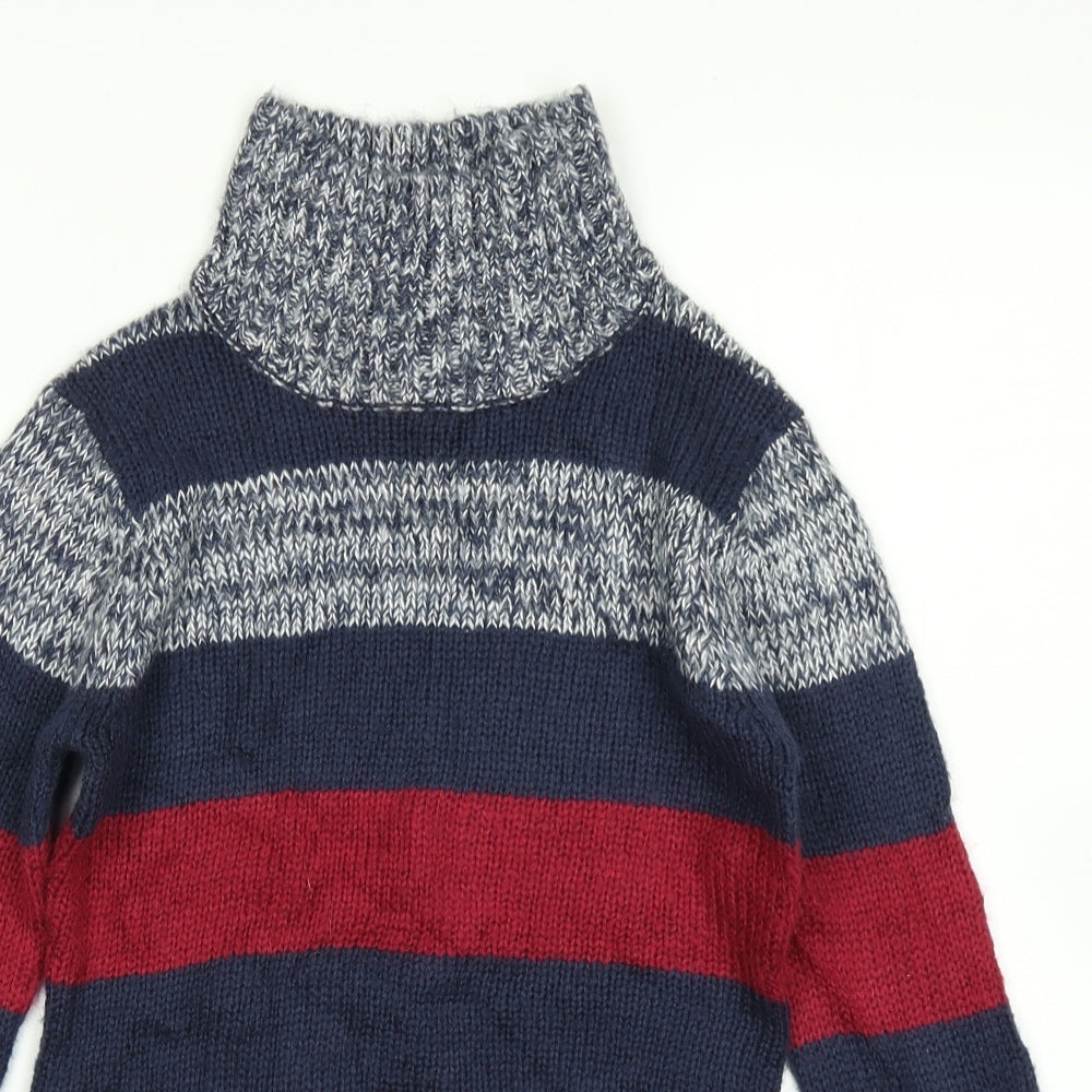 FLAM Womens Blue Striped Knit Pullover Jumper Size S