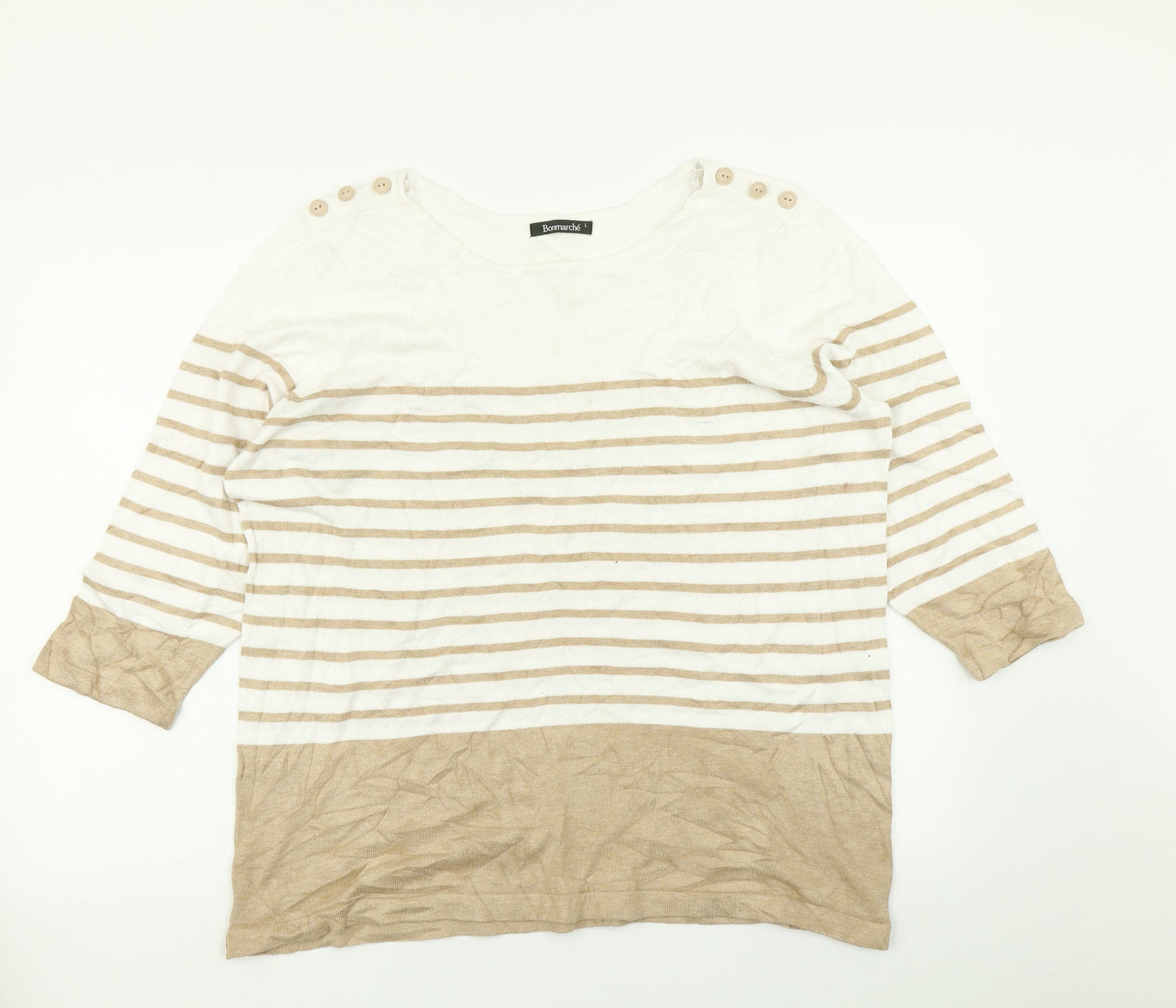 Bonmarché Womens Brown Striped Knit Pullover Jumper Size L