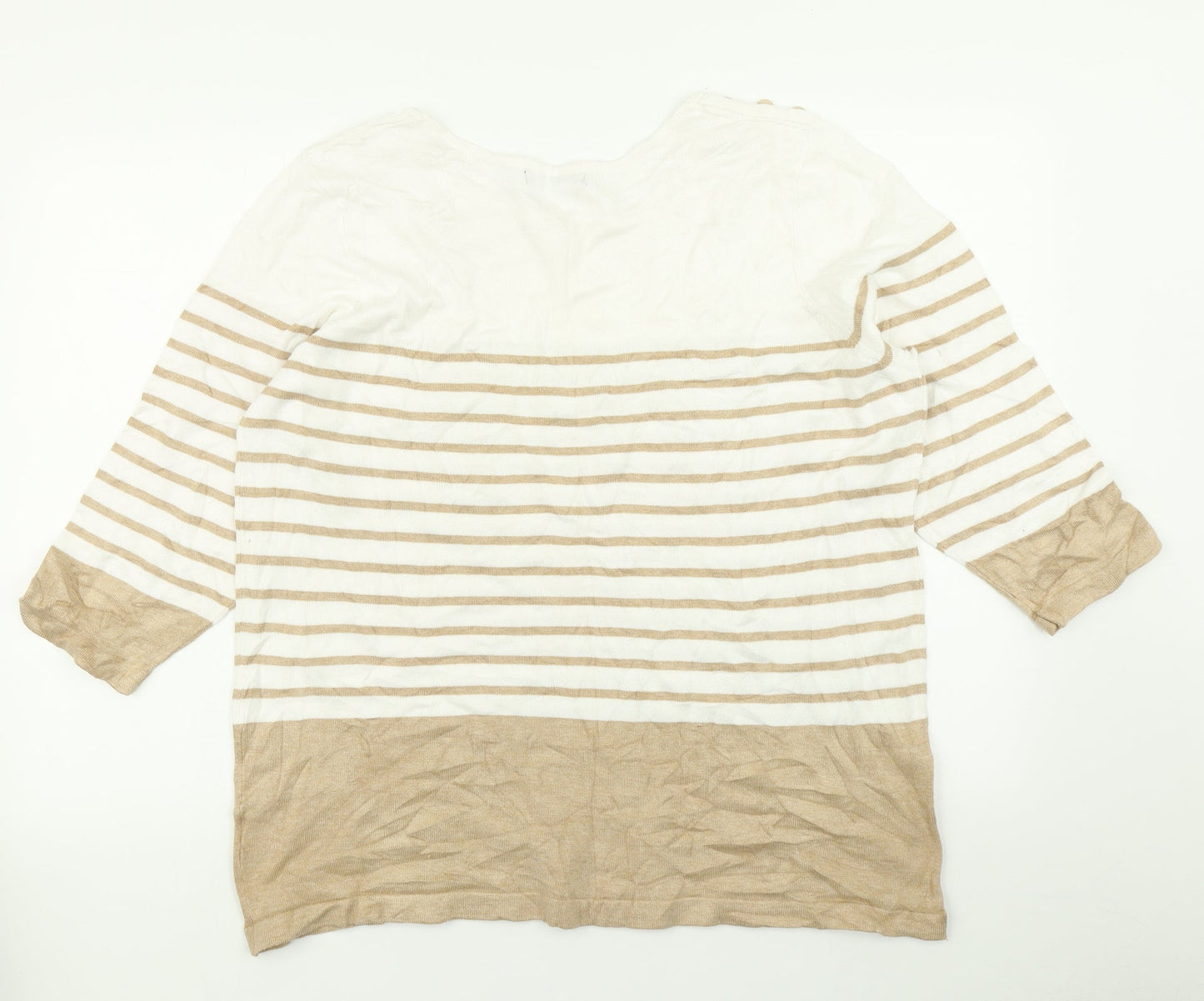 Bonmarché Womens Brown Striped Knit Pullover Jumper Size L