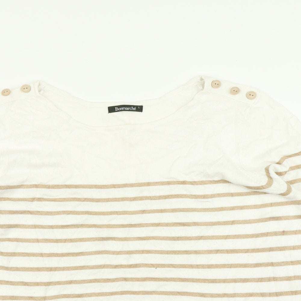 Bonmarché Womens Brown Striped Knit Pullover Jumper Size L