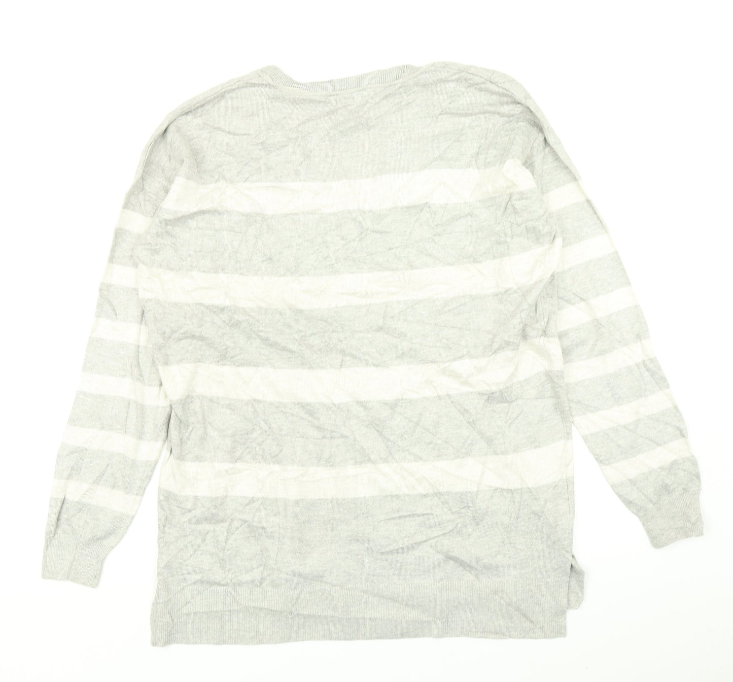 Papaya Womens Grey Striped Knit Pullover Jumper Size M