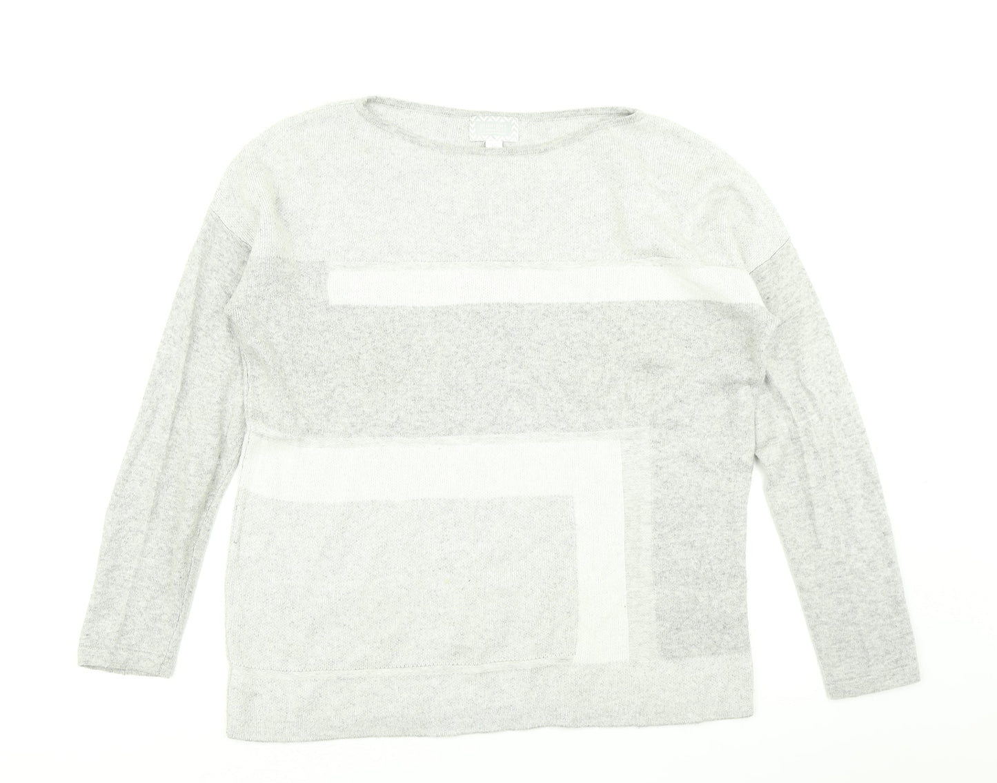 Principles Womens Grey Striped Knit Pullover Jumper Size 12
