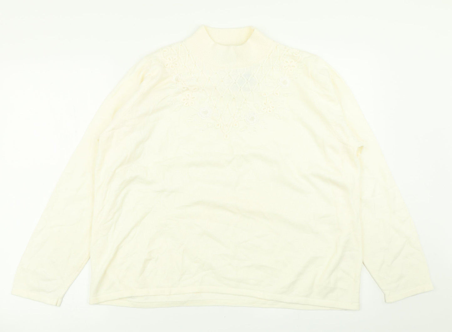 BM Womens Ivory  Knit Pullover Jumper Size L