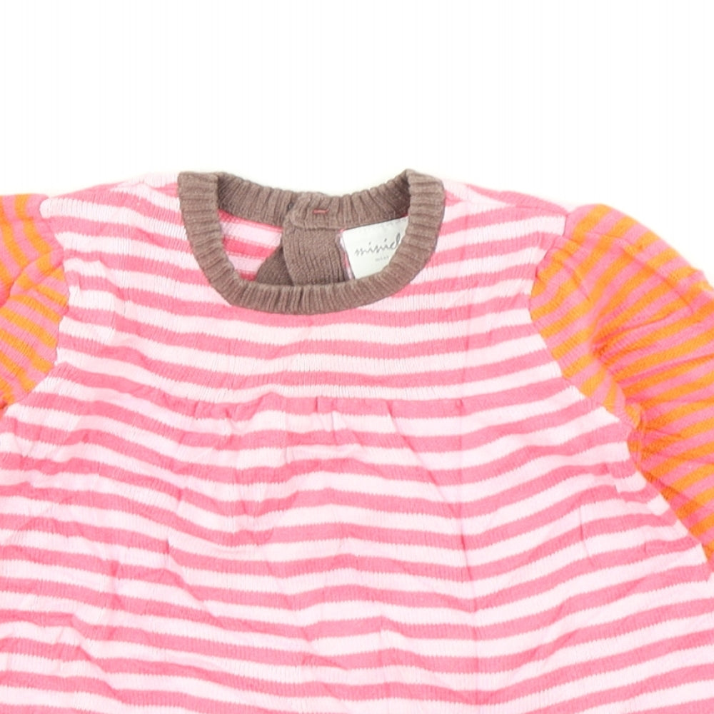Mini Club Girls Pink Striped Knit Jumper Dress  Size 3-6 Months