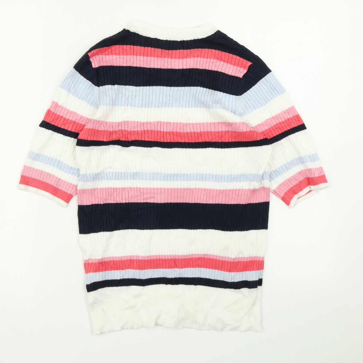 M&S Collection Womens Pink Striped Knit Pullover Jumper Size 12