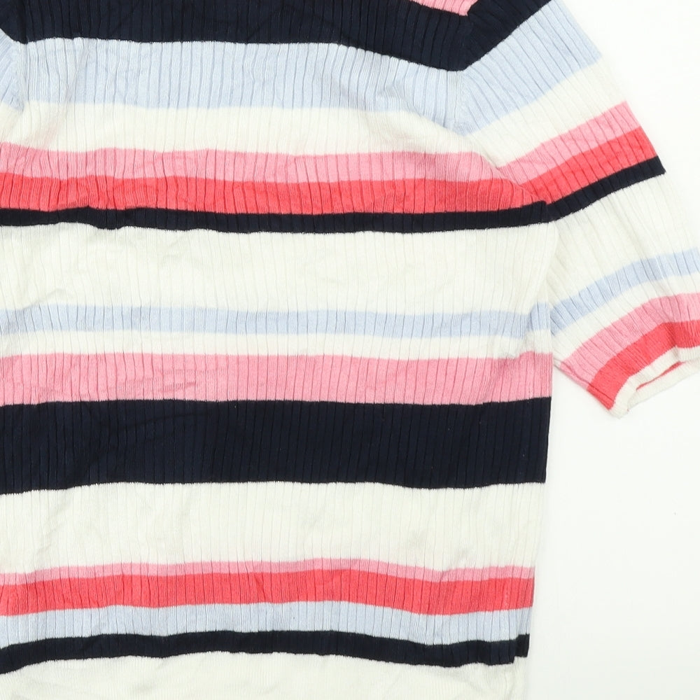 M&S Collection Womens Pink Striped Knit Pullover Jumper Size 12