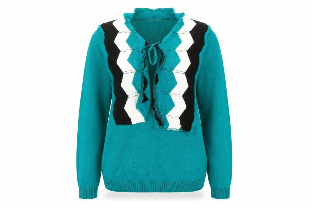 Elegant Womens Green  Knit Pullover Jumper Size M