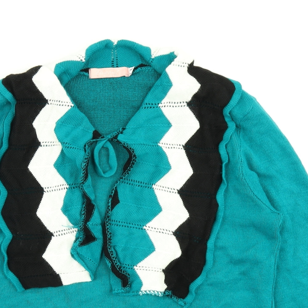 Elegant Womens Green  Knit Pullover Jumper Size M