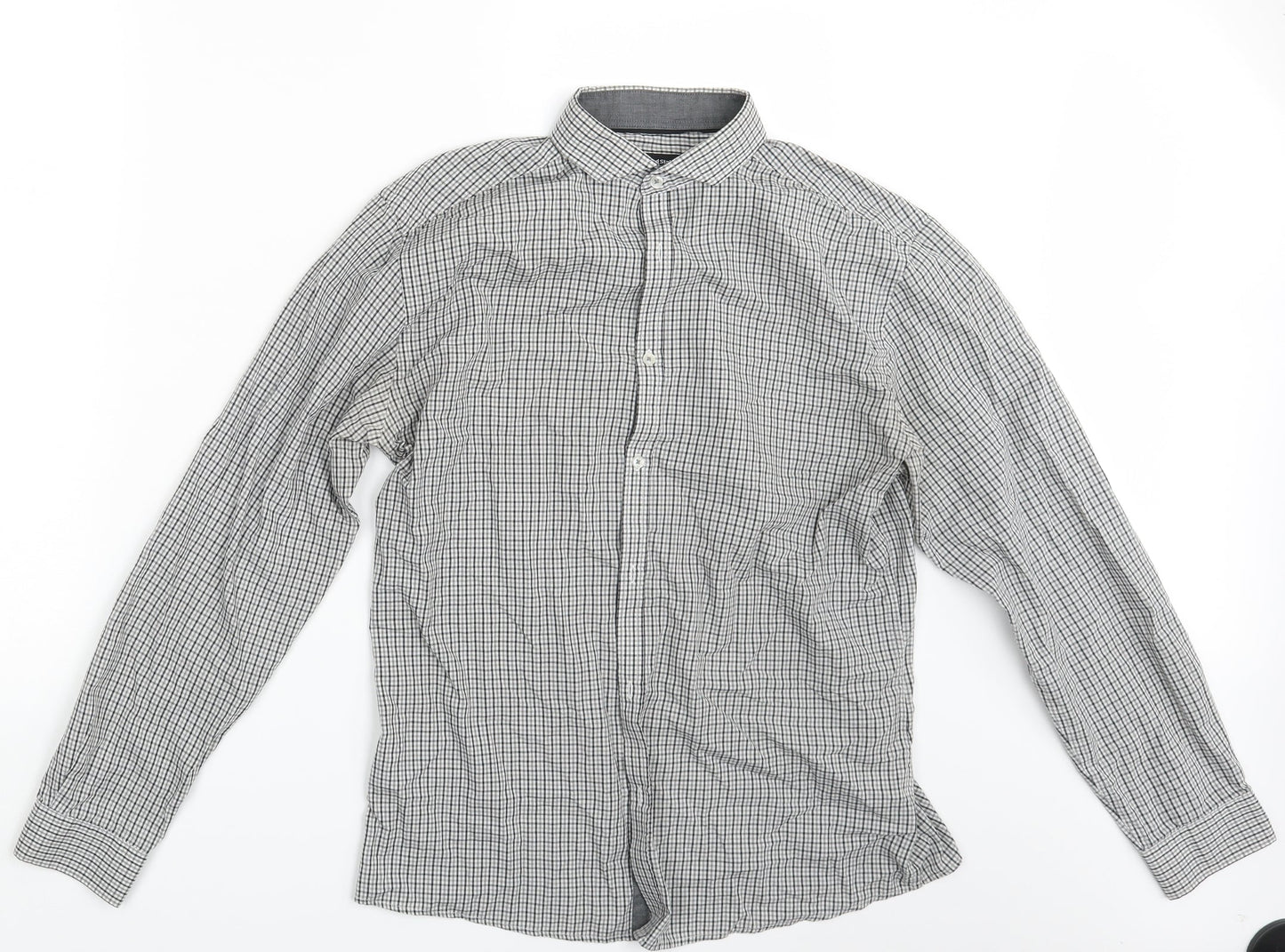 Cedar Wood State Mens White Check   Button-Up Size 15.5