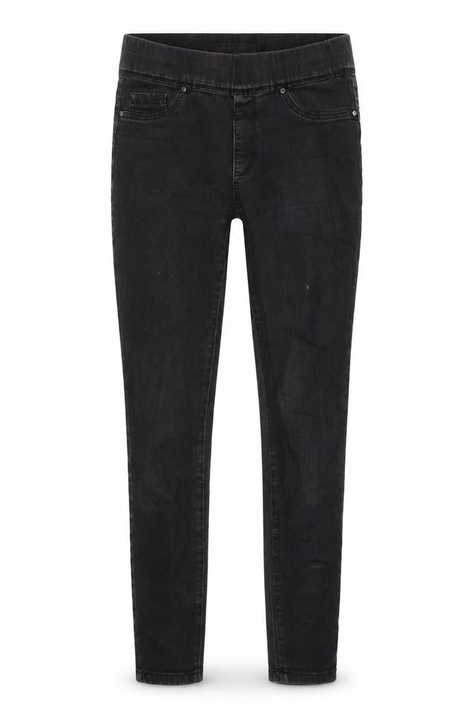 Front view of Denim & Co. women’s black denim jegging jeans, size UK 10, 27-inch leg