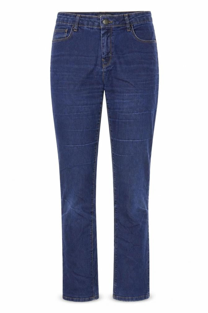 Front view of Denim & Co. women’s blue denim straight jeans, size UK 8, 34-inch leg