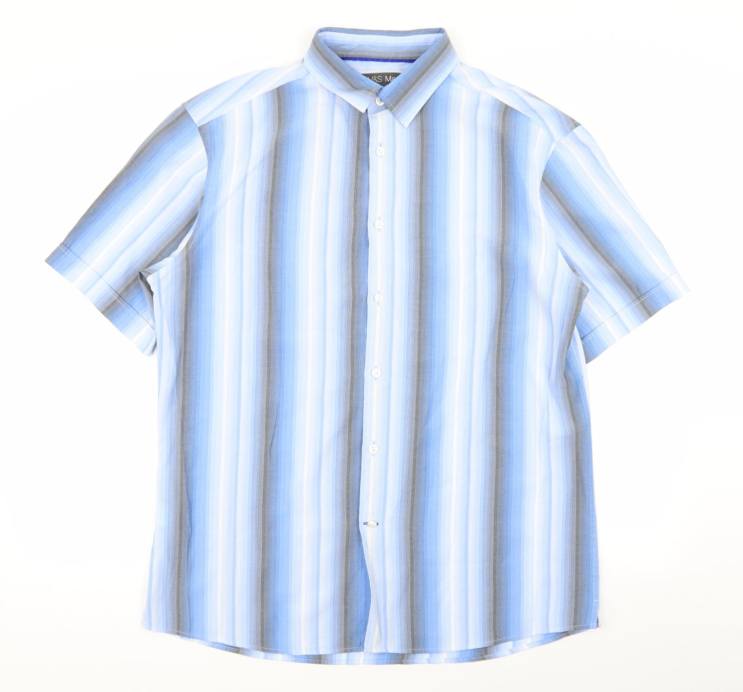 M&S Mens Multicoloured Striped   Button-Up Size L