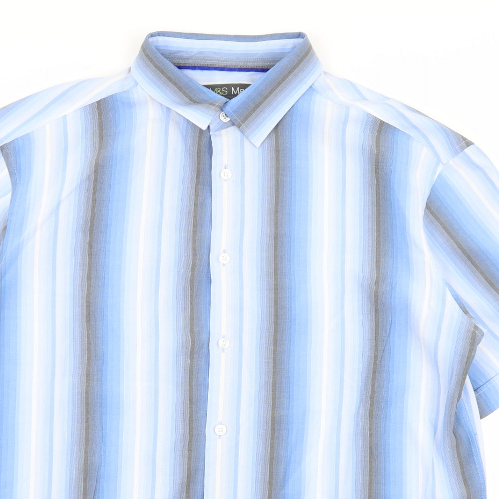 M&S Mens Multicoloured Striped   Button-Up Size L