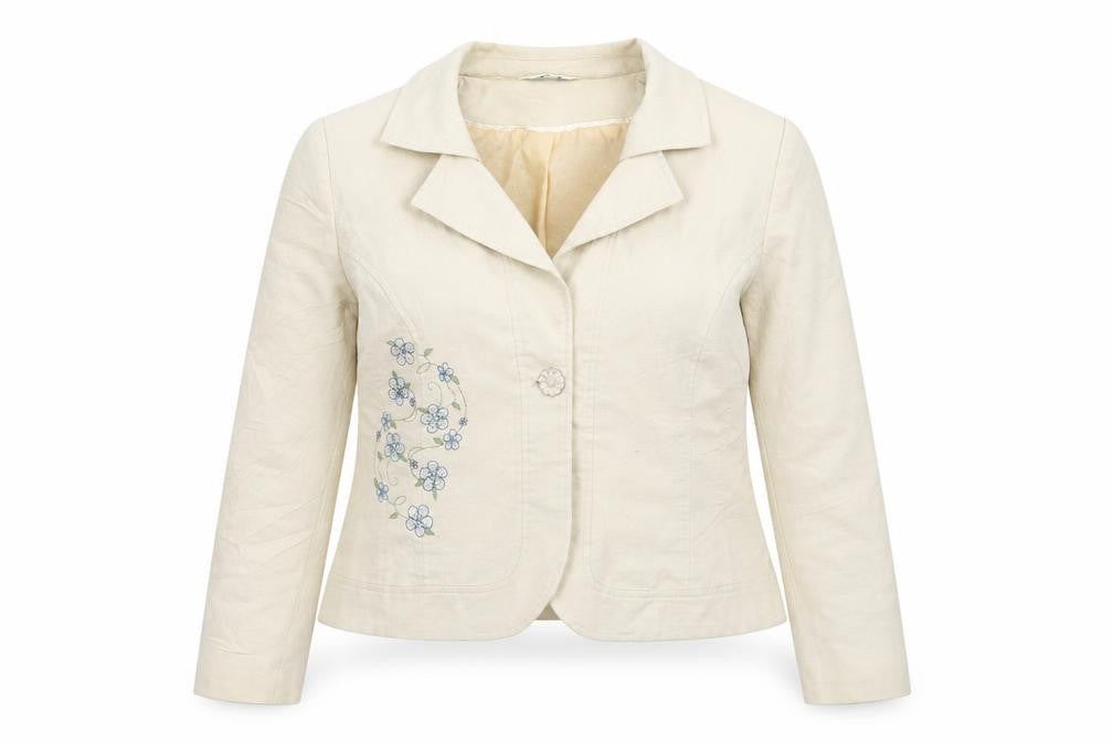 Klass Womens Beige Floral  Jacket Blazer Size 14