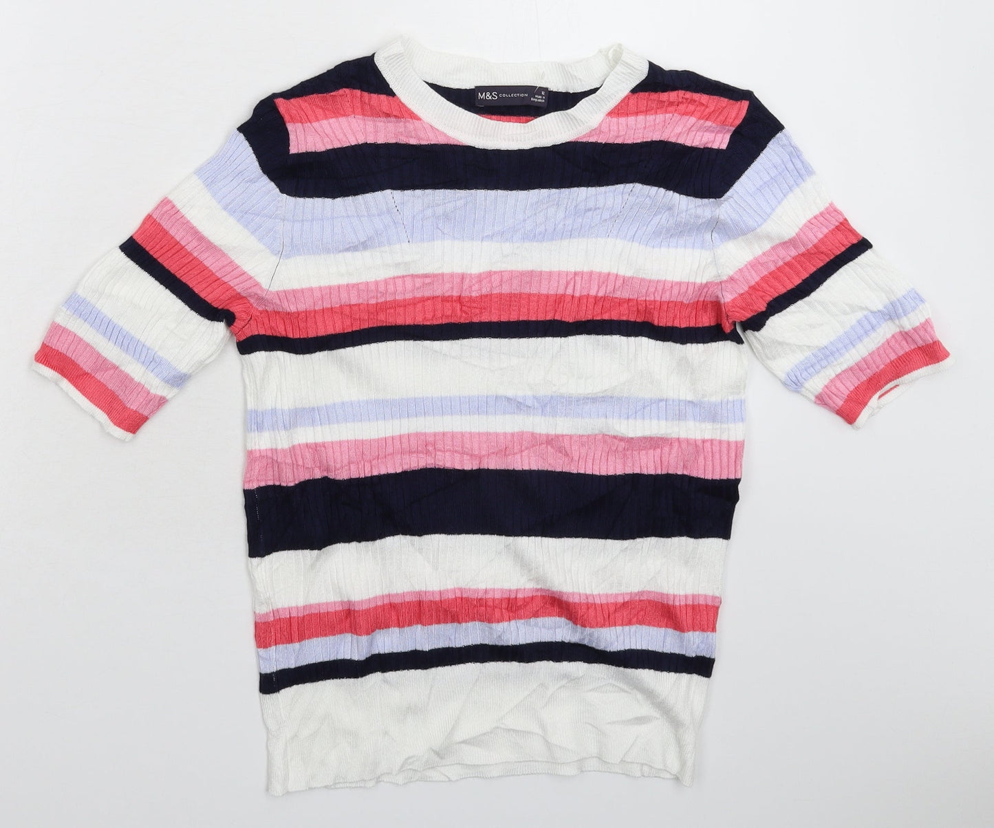 Marks and Spencer Womens Multicoloured Striped Knit Pullover Jumper Size 12