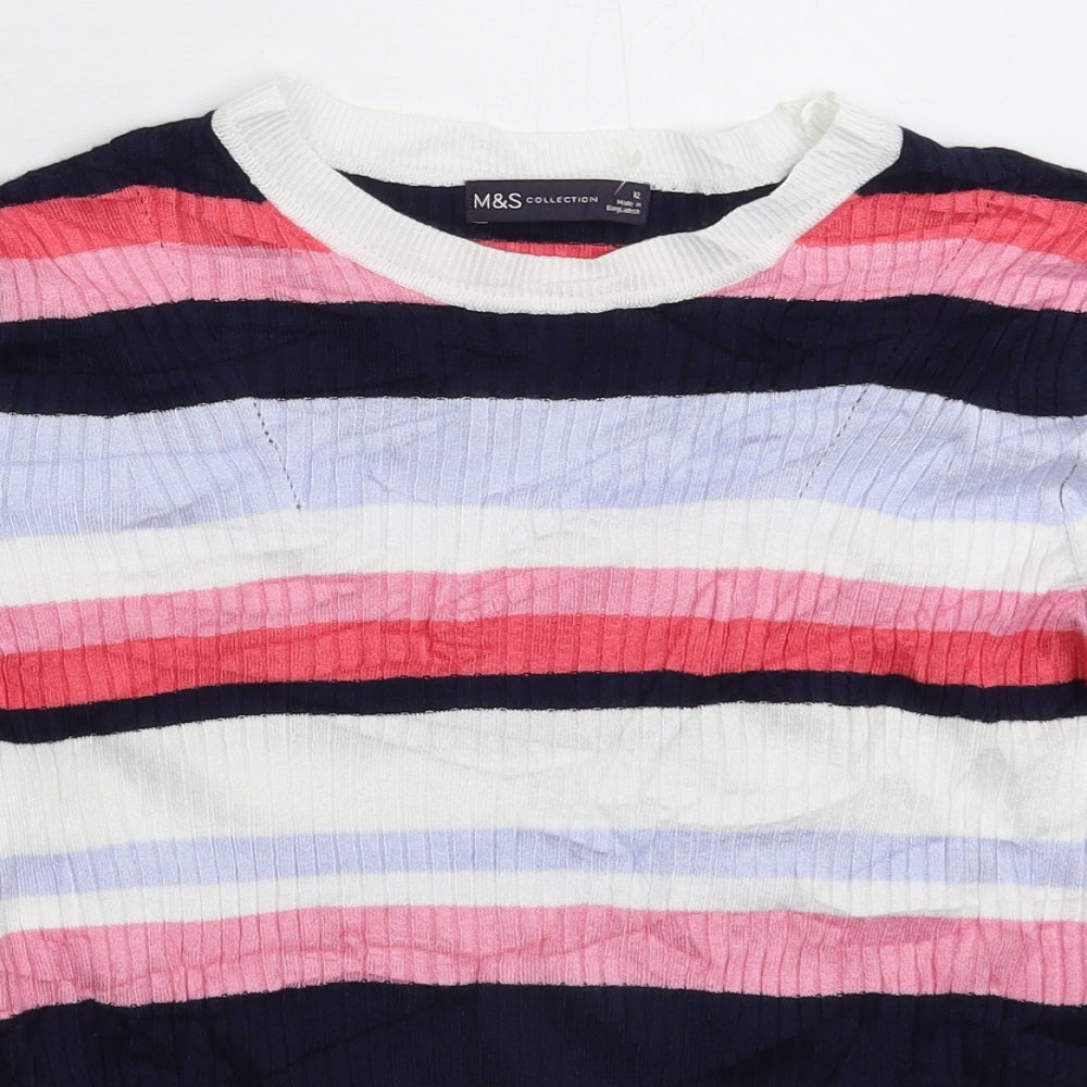 Marks and Spencer Womens Multicoloured Striped Knit Pullover Jumper Size 12