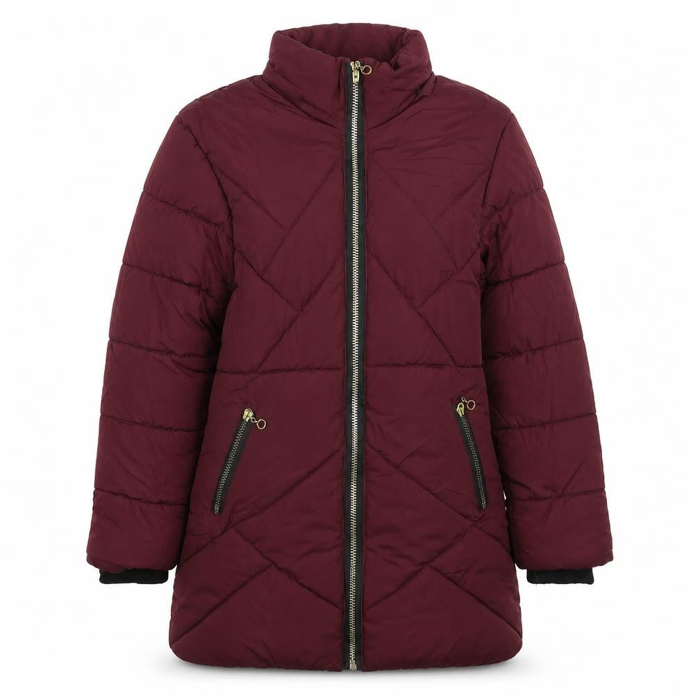 Front view of JingPintz girls’ brown puffer jacket coat, size XL