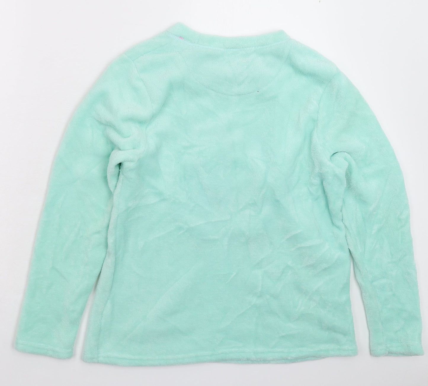 Just Like You Womens Green Solid Fleece Top Pyjama Top Size 14