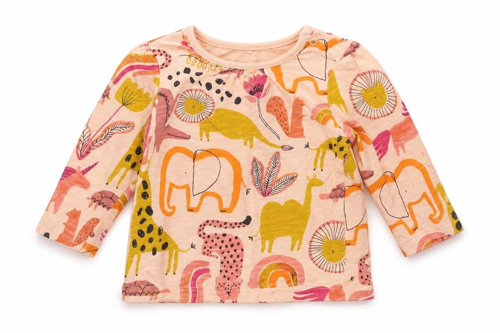 Front view of Next girls’ beige basic t-shirt, size 0-3, months