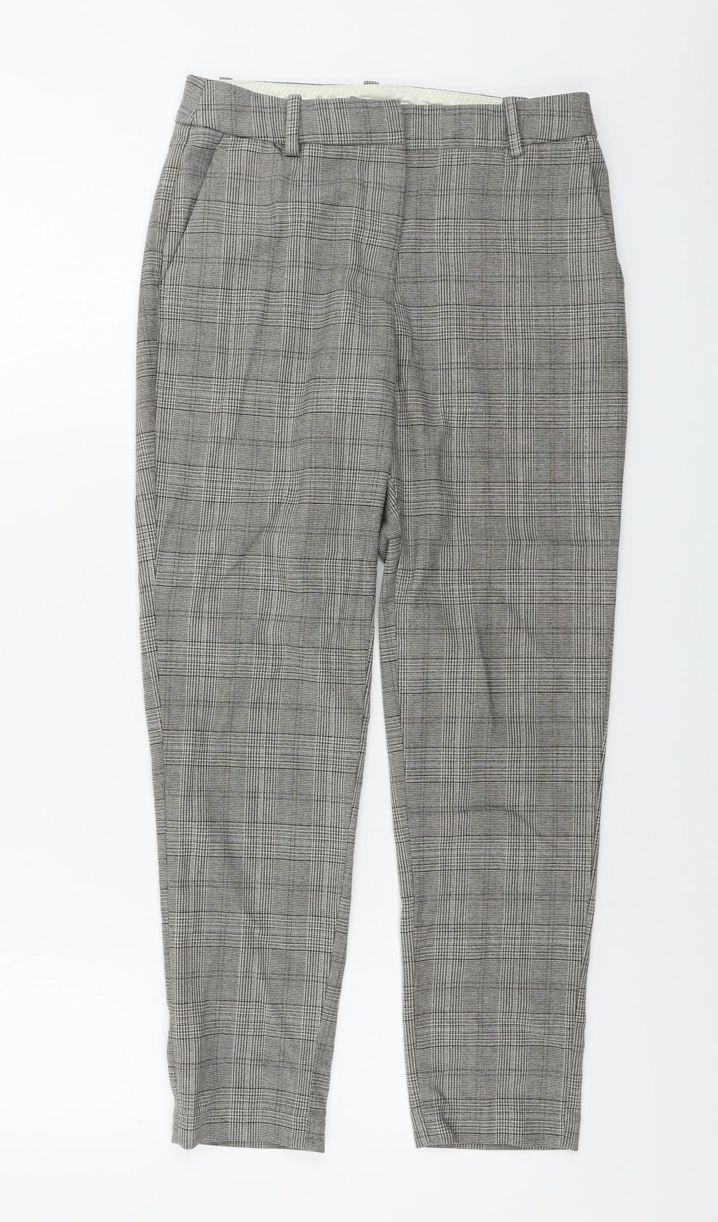 H&M  Womens Grey Check  Trousers  Size 6 L24 in