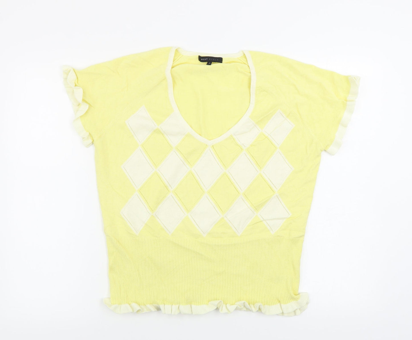NEXT  Womens Yellow Herringbone  Pullover Jumper Size 18