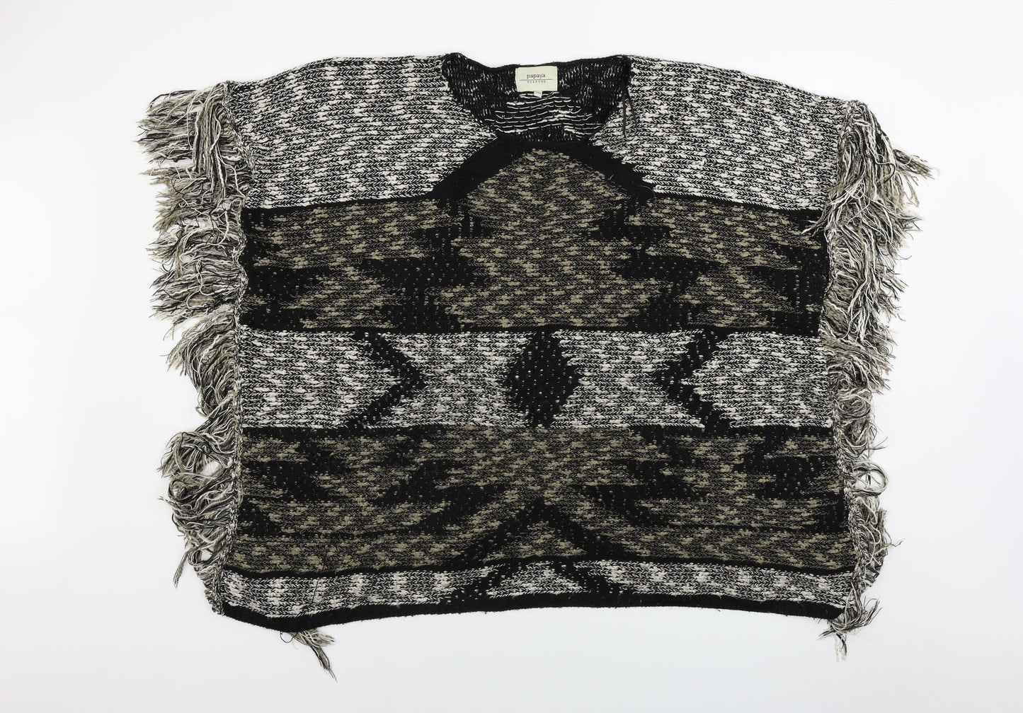 Papaya Womens Black Striped  Shrug Jumper Size M