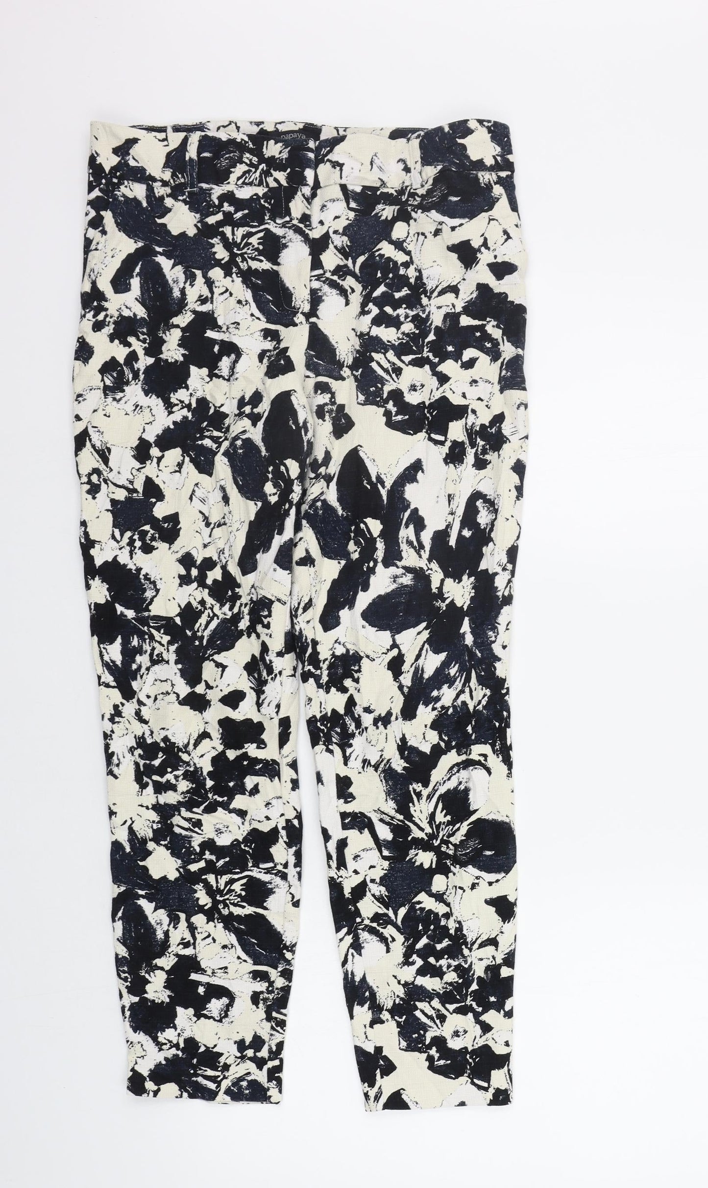 Papaya Womens White Geometric  Trousers  Size 10 L24 in