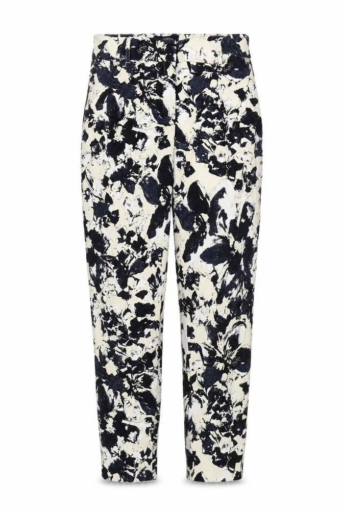 Front view of Papaya women’s white geometric trousers, size UK 10, 24-inch leg