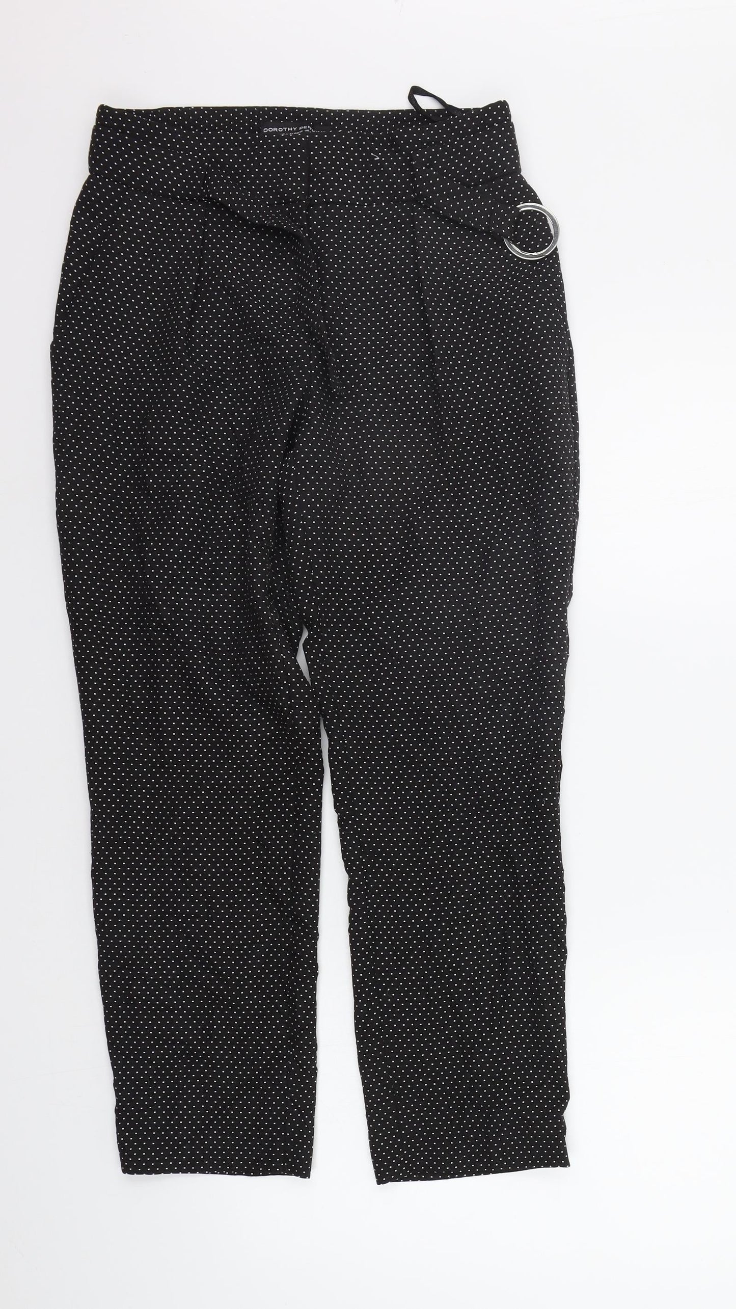 Dorothy Perkins Womens Black Polka Dot  Trousers  Size 8 L25 in