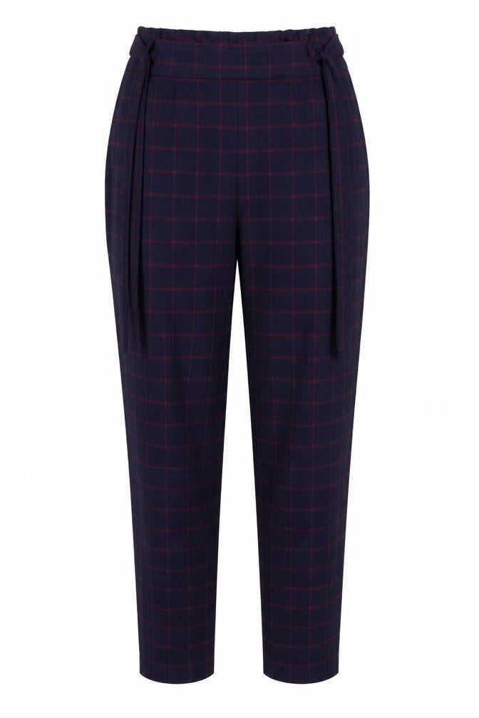 PRETTYLITTLETHING Womens Blue Check  Trousers  Size 14 L27 in