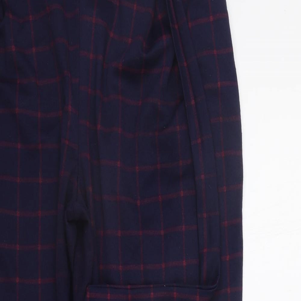 PRETTYLITTLETHING Womens Blue Check  Trousers  Size 14 L27 in