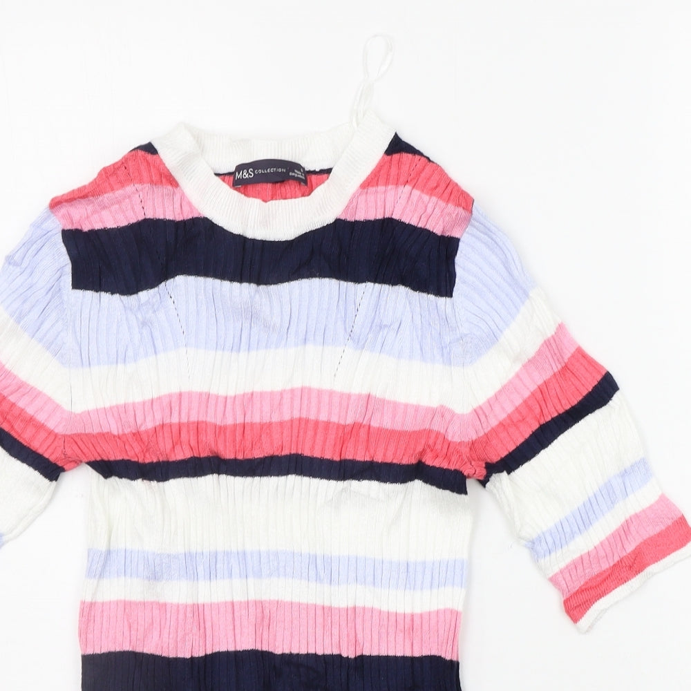 Marks and Spencer Womens Multicoloured Striped  Pullover Jumper Size 8