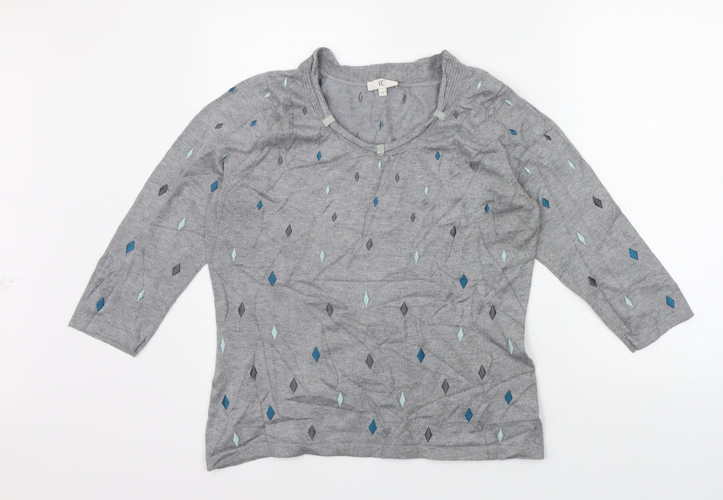 county casual Womens Grey Geometric  Pullover Jumper Size M