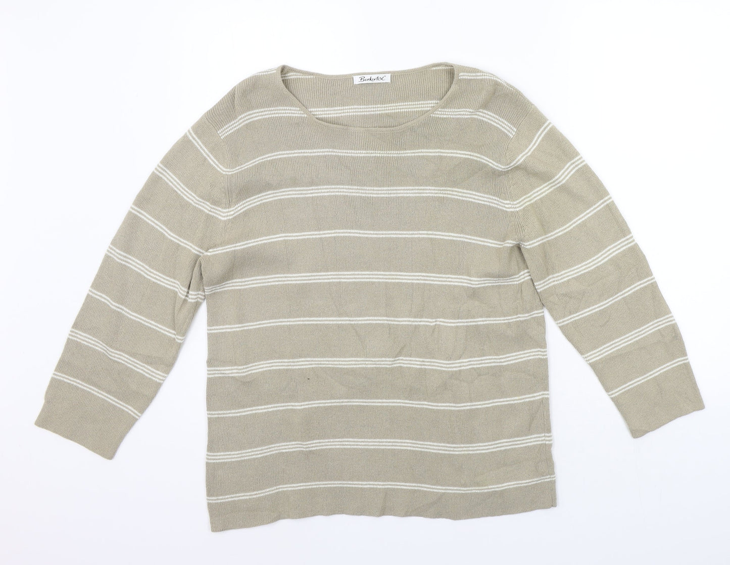 Berkertex Womens Beige Striped  Pullover Jumper Size 16