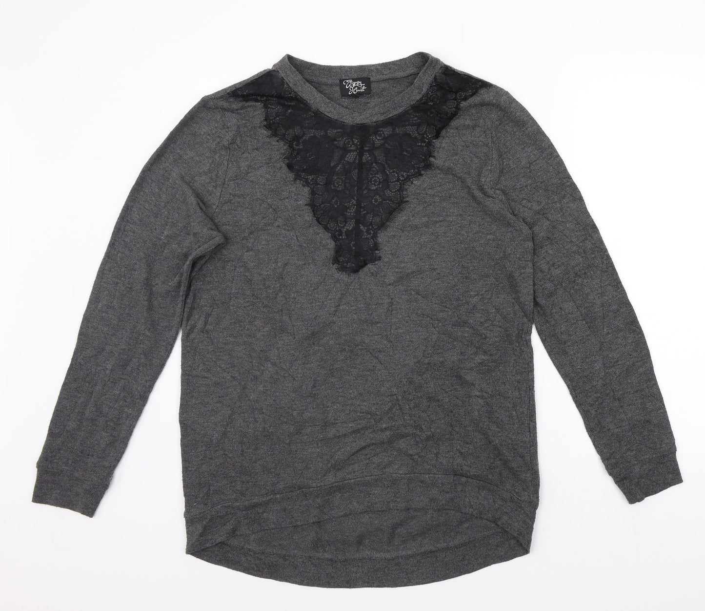 Gypsy Heart Womens Grey   Pullover Jumper Size M