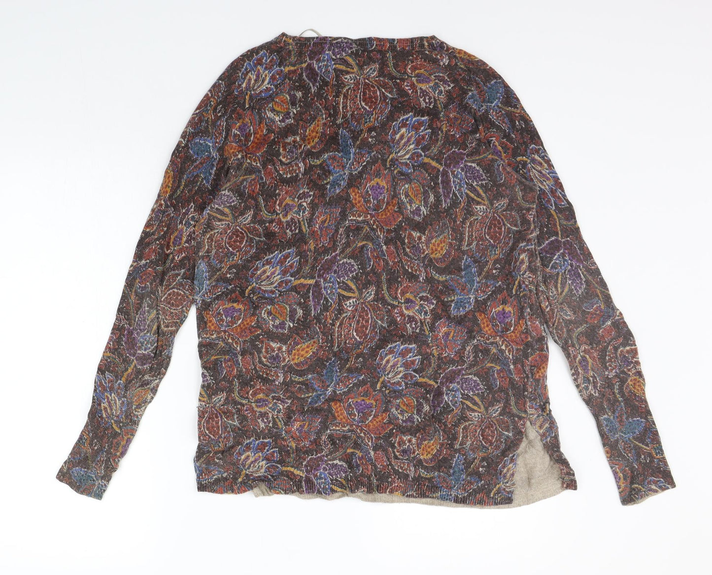 EAST Womens Brown Floral  Henley Jumper Size XS