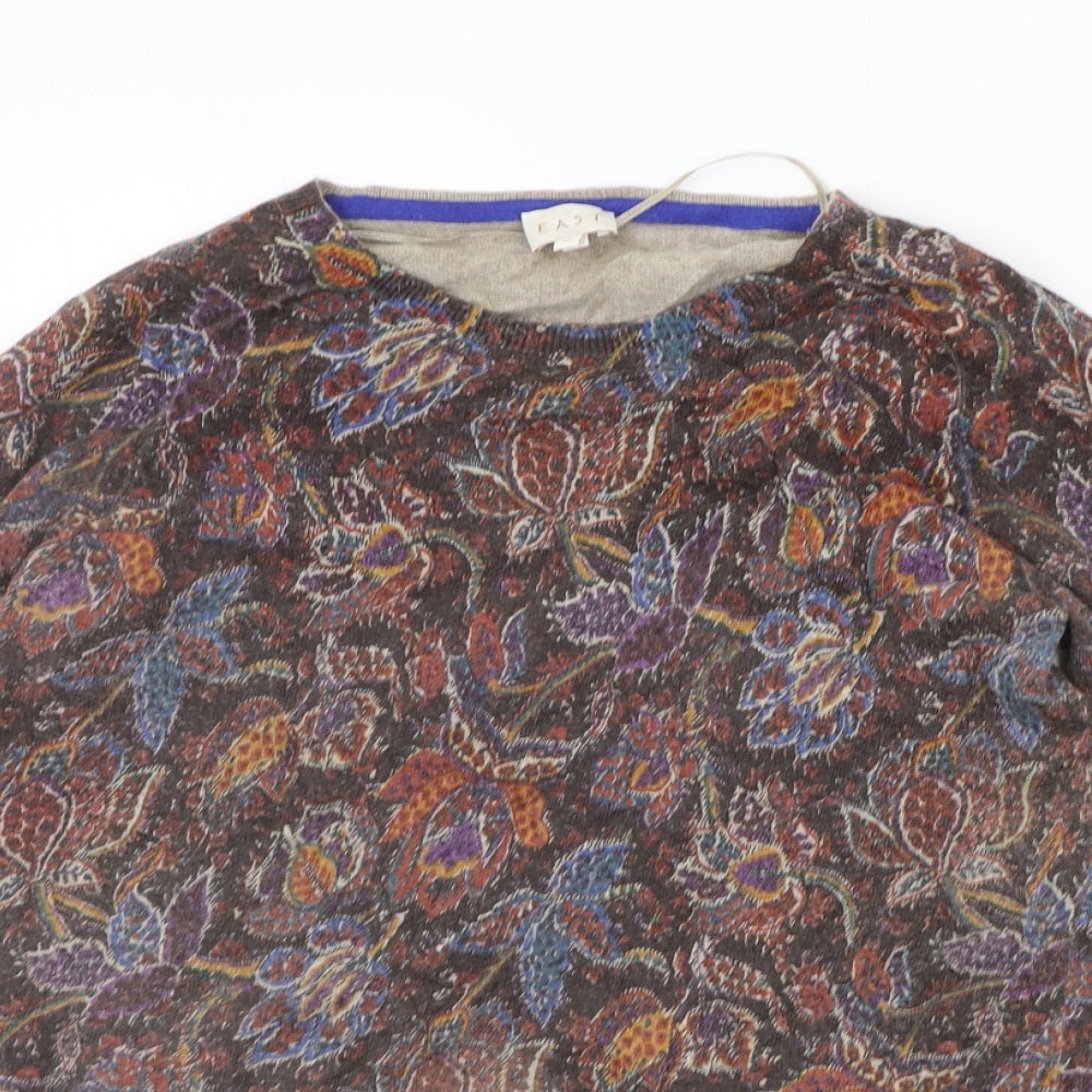 EAST Womens Brown Floral  Henley Jumper Size XS