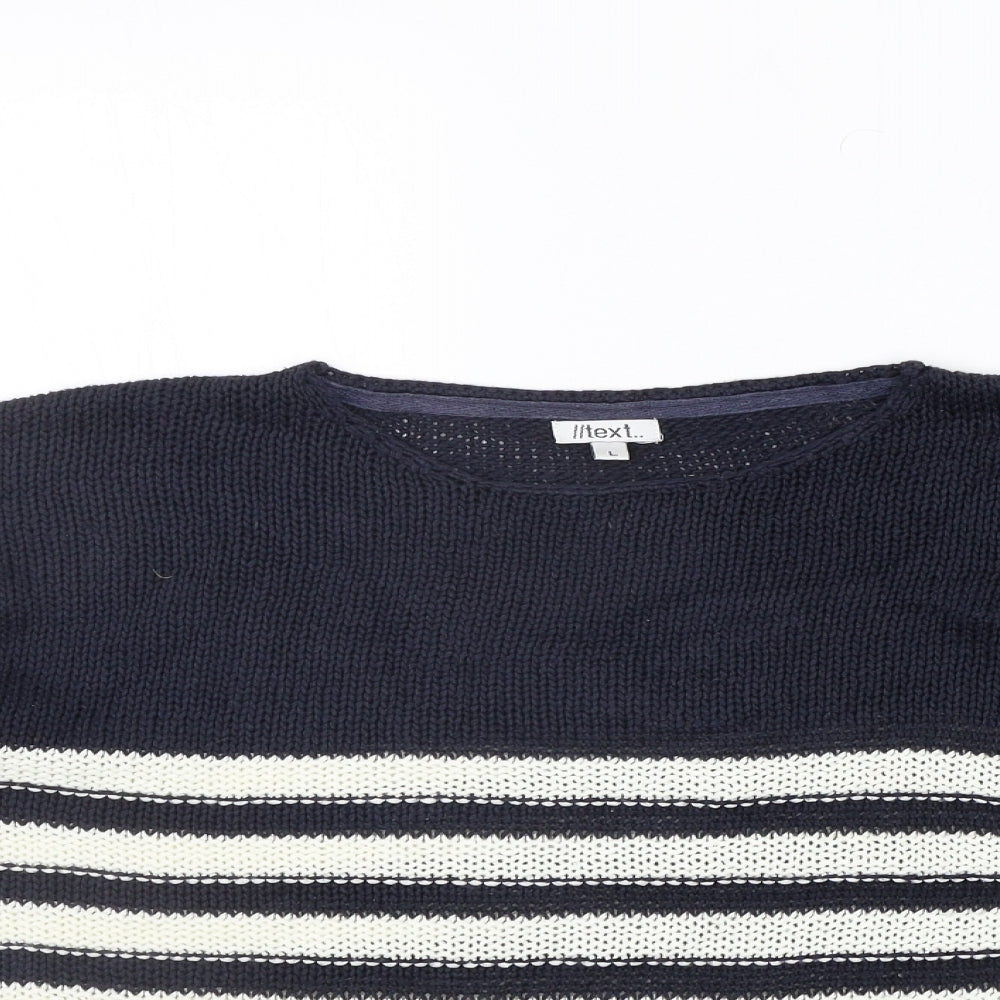 /text Womens Blue Striped  Pullover Jumper Size L