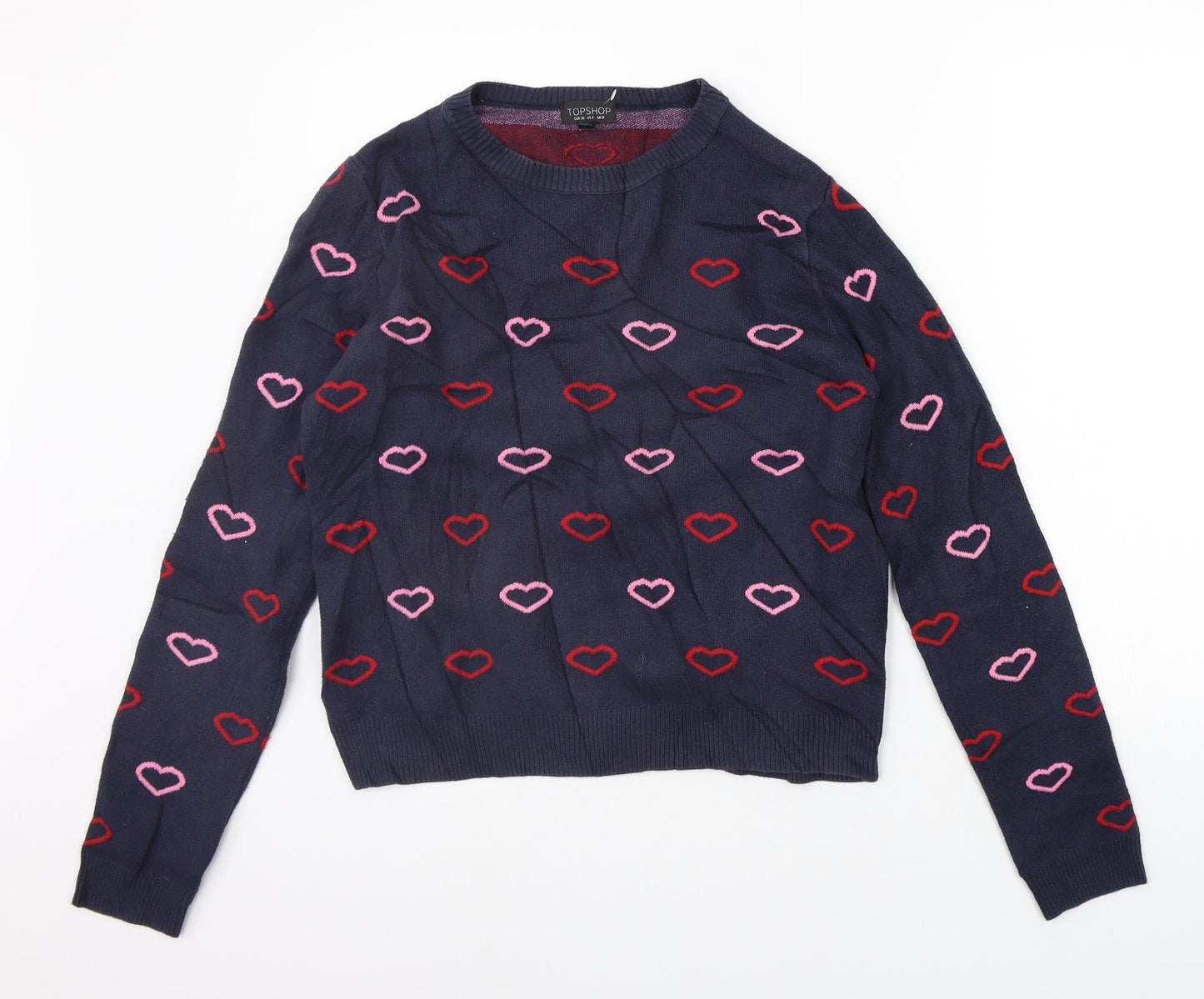 Topshop Womens Blue Geometric  Pullover Jumper Size 8